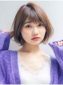 大人かわいいゆるふわ色っぽボブ ラベンダーベージュ