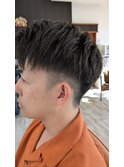 アップバング×ツーブロック