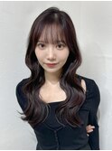 顔まわりレイヤー 艶カラー 暗髪 韓国風 髪質改善 福岡美容室