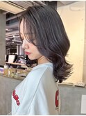 ミディアムロング顔周りレイヤーくびれヘア_ba531191