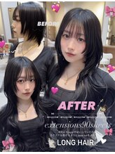 ローレン(Rollen) ショートヘアーからエクステで黒髪レイヤーロングスタイルに!!
