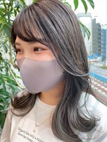 イヤリングカラーカラーグレー/韓国風インナーカラー