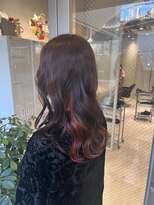 アソビ 表参道(ASOBI) インナーカラー オレンジベージュ 波巻き ロング