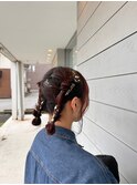 編みおろしセミロングストレートヘアアレンジ10代20代