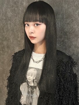 コト 福井大和田店(coto) 福井　大和田　黒髪ロング　髪質改善　ワイドバング前髪　モード