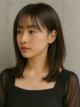 ラルジュヘアイコール(Large hair equal =) 大人かわいい軽めロング黒髪清潔感シースルー大人女子