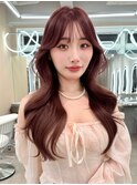 レッドブラウン/暖色カラー/くびれヘア