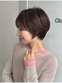 丸みナチュラルショート×ブラウンカラー