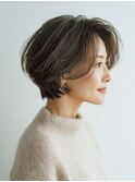 40代丸みショート×ハイライト