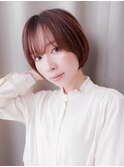 ピンクブラウン/ショートボブ/小顔ショート/小顔カット/30代e