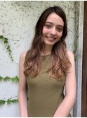 バレイヤージュで作る透明感溢れるグレージュカラー*