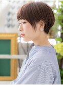 ピンクブラウン艶カラー前下がり小顔ボブa志木20代30代40代