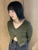 ラミエ バイ メルト 吉祥寺(lamie by melt)&nbsp;"久保田"切りっぱなしぷつっとボブブルーブラック艶カラー