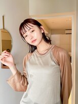 似合わせ小顔ボブ×暖色カラー デザインカラー