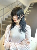 アオ(ao.)&nbsp;ネイビーブルー/レイヤー/シアーカラー/姫カット/セミディ