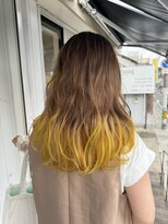 トランク ヘアー デザイン(tranq hair design)&nbsp;ブリーチ明るめ裾カラーグラデーションイエローベージュカラー