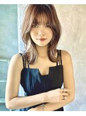 透け感ブラウン×ナチュラルレイヤーミディ