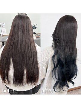 ガルボヘアー 桟橋店(garbo hair) グラデーションカラー ネイビーブルー