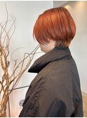 大人可愛い美人似合わせカットショートボブオレンジブラウン