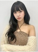 アッシュブラウン 顔周りカット 韓国レイヤー 黒髪 前髪カット