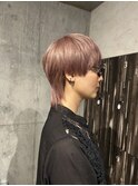 マッシュウルフ/ハイトーンカラー/ピンクベージュ