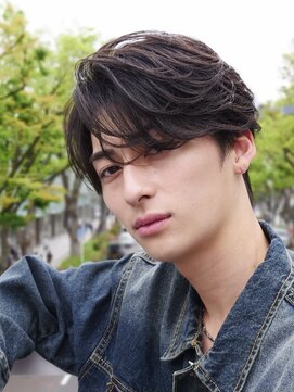 オーシャントーキョー 原宿(OCEAN TOKYO) ニュアンスパーマセンターパート/黒髪/ツーブロ