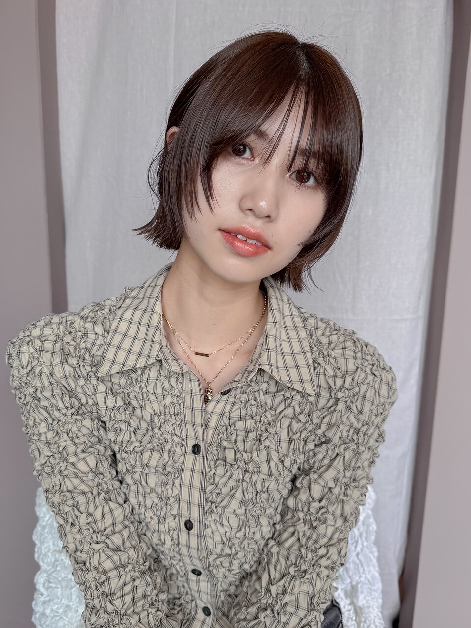 ピンクベージュ/ブリーチなし/ボブ/表参道