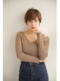 大人かわいいハンサムショート/フェザーバング