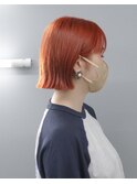 【モチベーションUP】アプリコットオレンジの切りっぱなしボブ