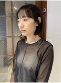 【中澤彩乃】ミニボブフルバング前髪耳掛けボブグレージュ透明感