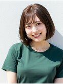 小顔ボブミディアムベージュ20代30代40代くびれミディ韓国ヘア