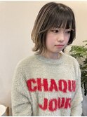 【くびれヘア】ブリーチ/バレイヤージュカラー/グレージュ