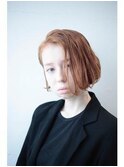 くびレイヤーボブルフネビージュ小顔ワンレンこなれミディ