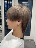 ミルクティーベージュメンズカットショートウルフ