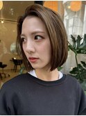 #切りっぱなしボブ #前下りボブ #顔周りレイヤー #小顔カット