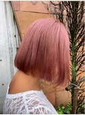 ブリーチケアカラー/ピンクベージュ/ショートボブ