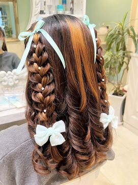 ハーフツイン編みたらし