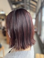リドル ヘアー 駒生店(Riddle HAIR)&nbsp;やわらか外ハネミディ×艶レッドブラウン