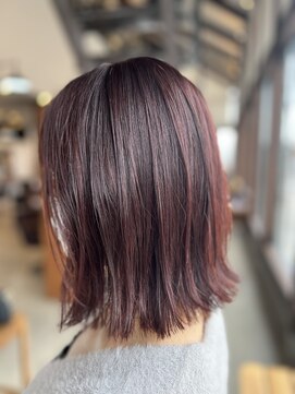 リドル ヘアー 駒生店(Riddle HAIR) やわらか外ハネミディ×艶レッドブラウン