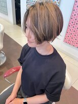 アース 会津若松店(HAIR&MAKE EARTH)&nbsp;大人ハイライト×前下がりショートボブ