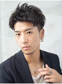 ツイストパーマ七三オールバックマッシュウルフスリークショート
