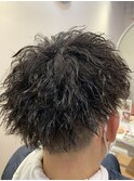 ツーブロックマッシュの波巻き束感ショートMEN’S HAIR19