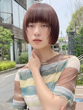 ルル 表参道(lulu.) レイヤーボブ オレンジカラー ミニボブ 暖色 フルバング【Riku】