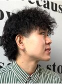 波巻きスパイラルパーマウルフカットツイストパーマメンズパーマ