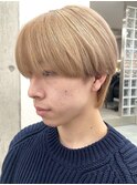 韓国メンズホワイトシースルーマッシュアッシュグレージュカラー