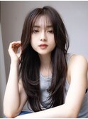 低温デジタルパーマくびれロングイメチェンレイヤーパーマ前髪