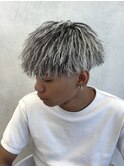 ツイストパーマ/ホワイトメッシュ/ショートマッシュ