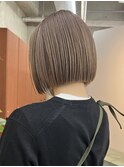 栄小顔丸みボブミルクティーベージュ