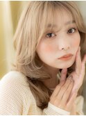ニュアンスパーマ/外国人風/ホワイトブロンド/ハイトーン/20代e