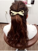 ハーフアップ風巻き下ろしアレンジ